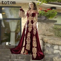 customizable evening dress with detachable dress applique robe womens velvet party dress