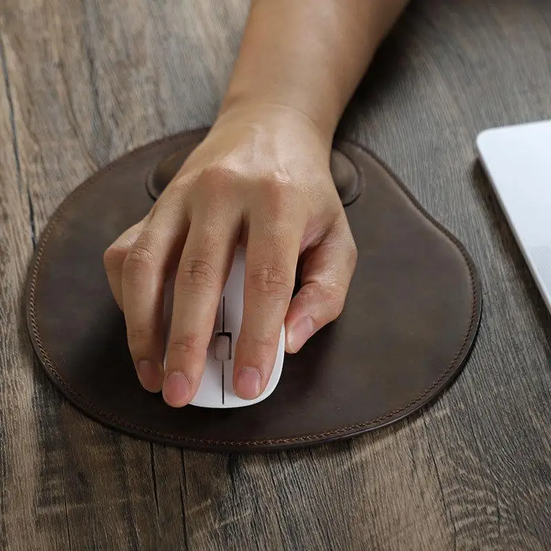 

1Pc Leather Arc-Shaped Mouse Pad Mini Comfortable Minimalist Office Desk Computer Accessories Mouse Pad with Wrist Rest