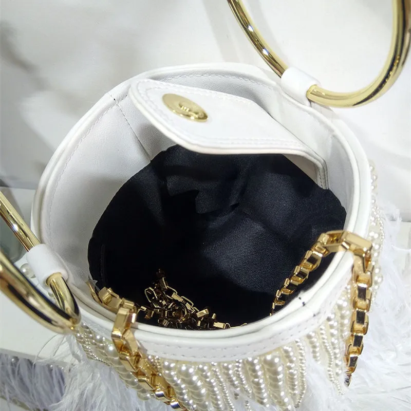 Роскошная вечерняя сумка-клатч с жемчужной кисточкой дизайнерская сумка через