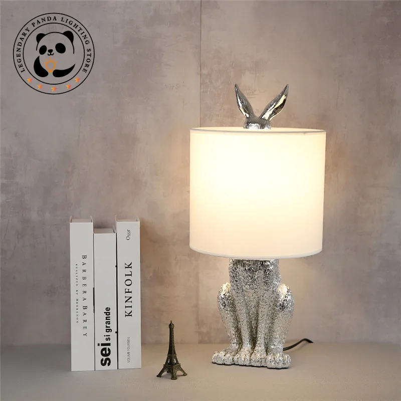 Современная простота настольная лампа креативный маскированный кролик из смолы
