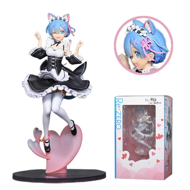 

24CM Re:Life In A Different World From Zero Anime Figure Rem Cat Ear PVC Action Figure Collectible Model Toys Doll