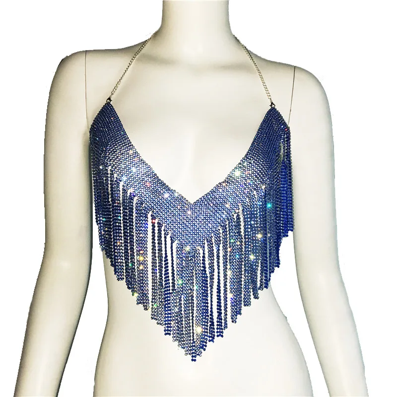 2023 летний женский Блестящий пикантный топ с кисточками и ремешком для ночного