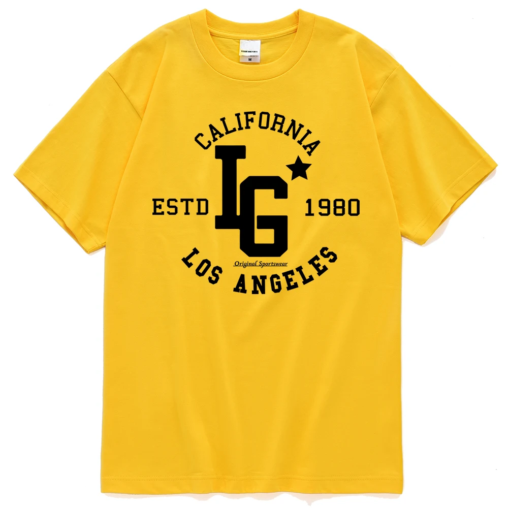 

Los Angeles California Estd 1980 Print Short Tees For Men Alphabet O Neck Short Tees Street Cool Tops Summer Fit Men Tee Shirt