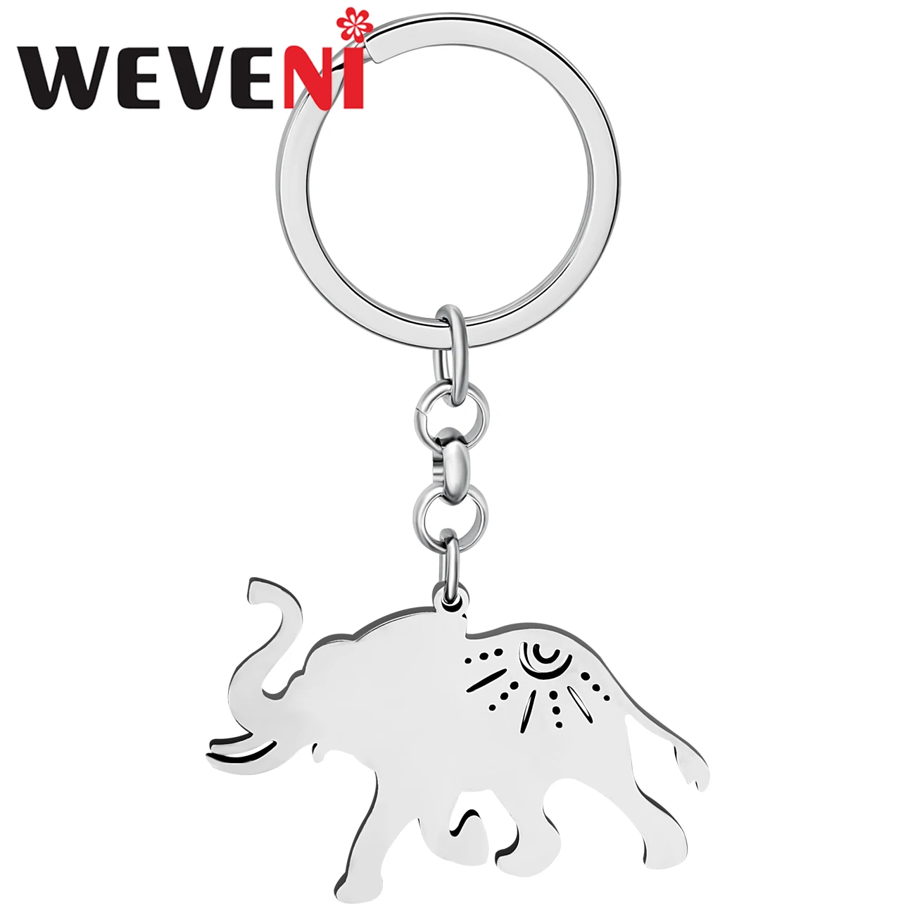 

WEVENI Stainless Steel Silver-plated Walk Elephant Keychains Metal Pendant Key Chains Accessories Charms Jewelry For Women Girls