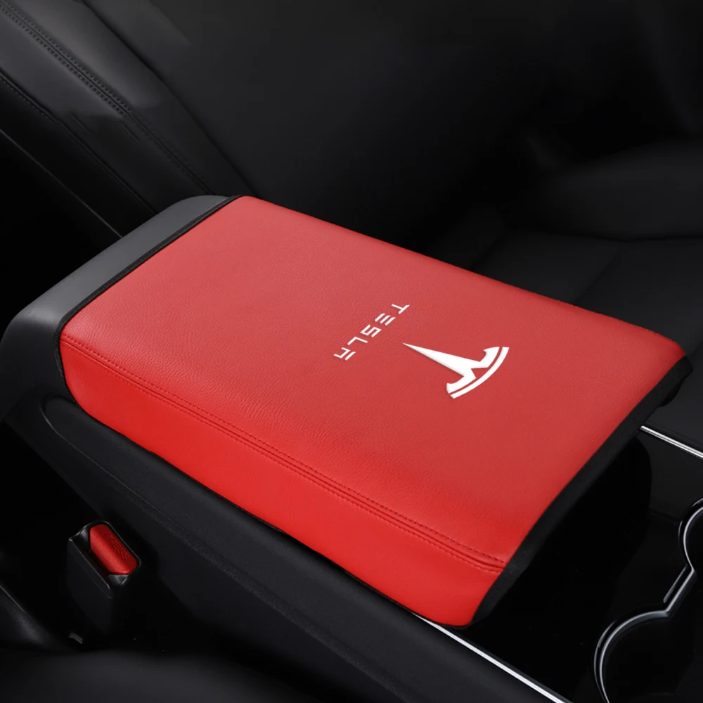 

1Pcs For Tesla Model 3 Model3 Model Y Styling Microfiber Leather Car Armrest Box Cover Pad Decoration Cushion Car Accessories
