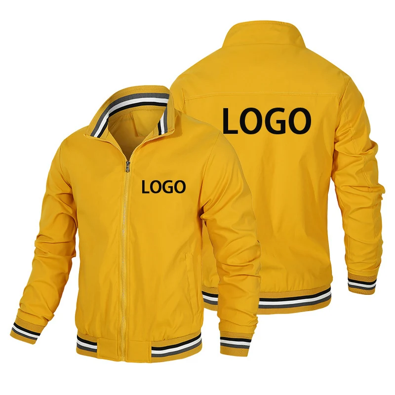 Custom LOGO Men Coat Brand Bomber Outdoor Jacket Spring Autumn Fashion Streetwear Causal Zipper Cardigan M-4XL