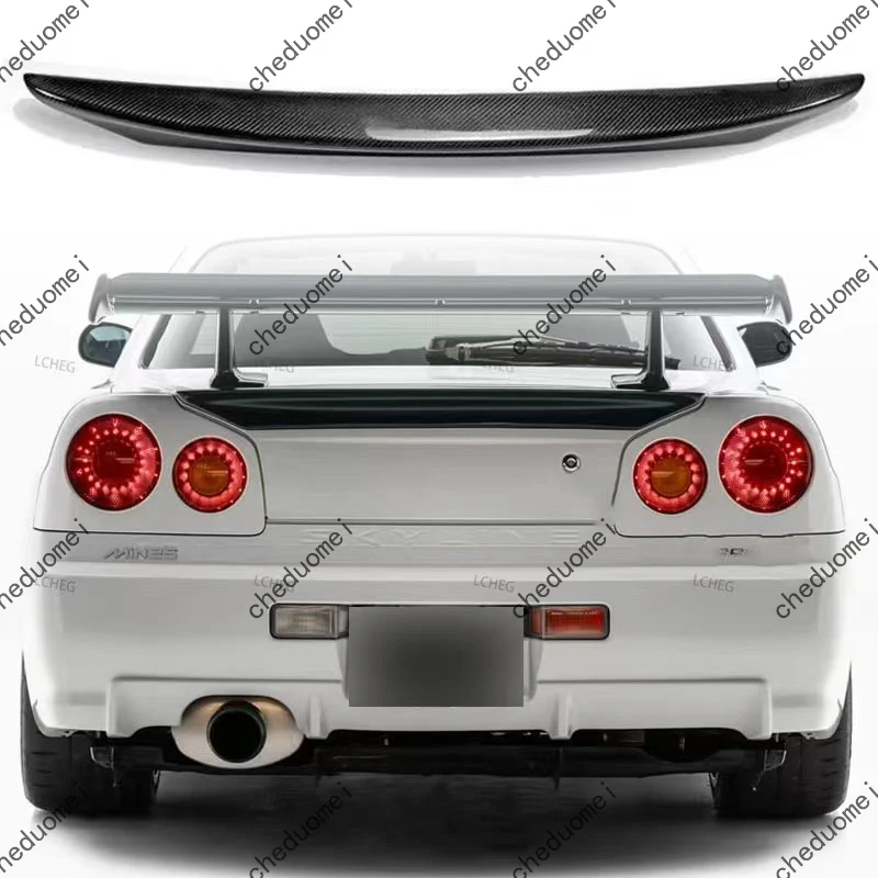 Фото Подходит для Nissan Skyline GTR R34 GTT 1999-2002 годов выпуска. Задний спойлер на крышку багажника из карбона. Аэродинамический элемент для стайлинга автомобиля. №5