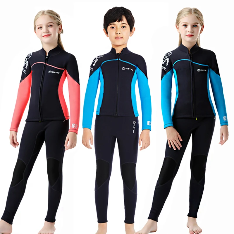 Kids Neoprene Swimsuit Girls Surfing Diving Suit Children Underwater Wetsuit Boys Freediving Swimwear Bathing Suit Two Pieces