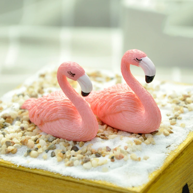 

2Pcs Mini Flamingo Figurines Micro Landscape Resin Crafts Miniatures Fairy Dollhouse Garden Moss Bonsai Ornament Home Desk Decor