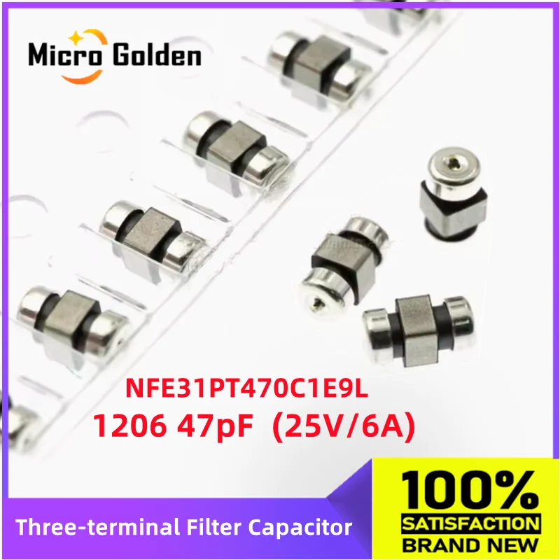 

(10-100pcs) 1206 47pF 25V 6A SMD Three Terminal Feed Filter Capacitors NFE31PT470C1E9L EMI Static Noise Filter FILTER LC(T)