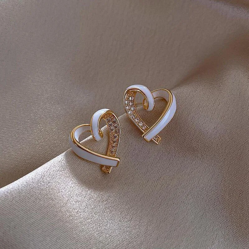 

Diamond Set Creative Cross Heart Shaped Earrings Earrings for Women's Wedding Engagement Earrings Gold Earrings Luxury Jewelry