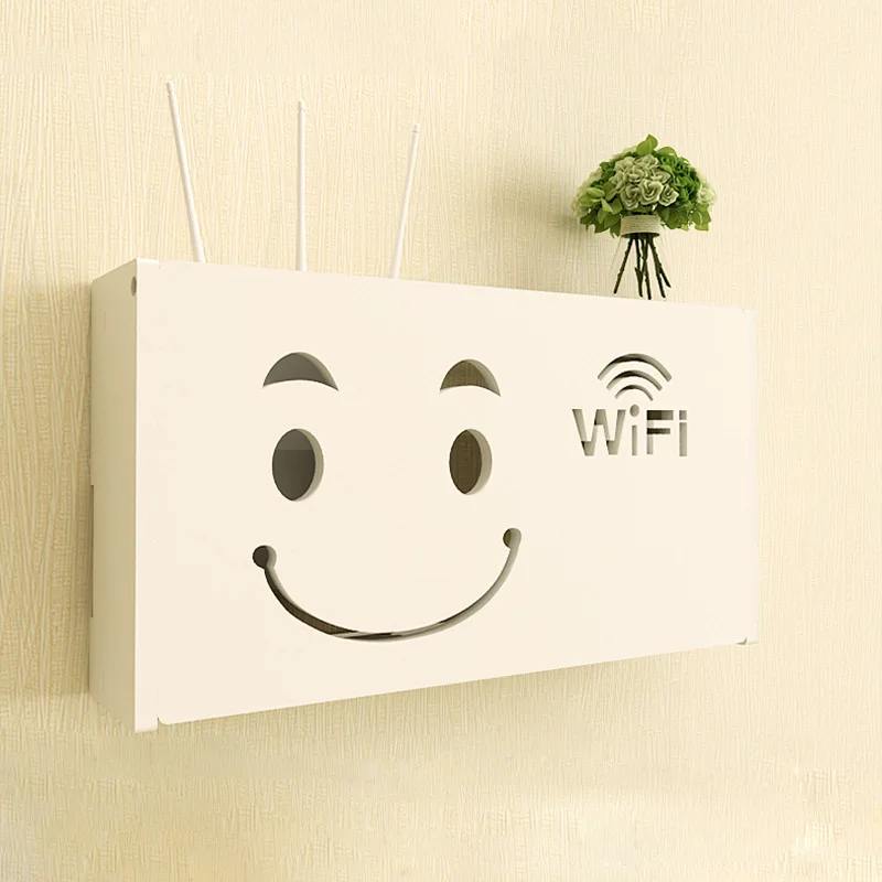 

1pc No Punching Rack Wall-mounted Wood Wireless Wifi Router Storage Box Shelf Wall Hangings Bracket Cable Home Decoration Rack