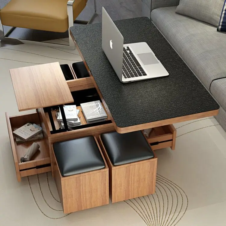 Mesa de centro plegable multifuncional para comedor, mesa de madera