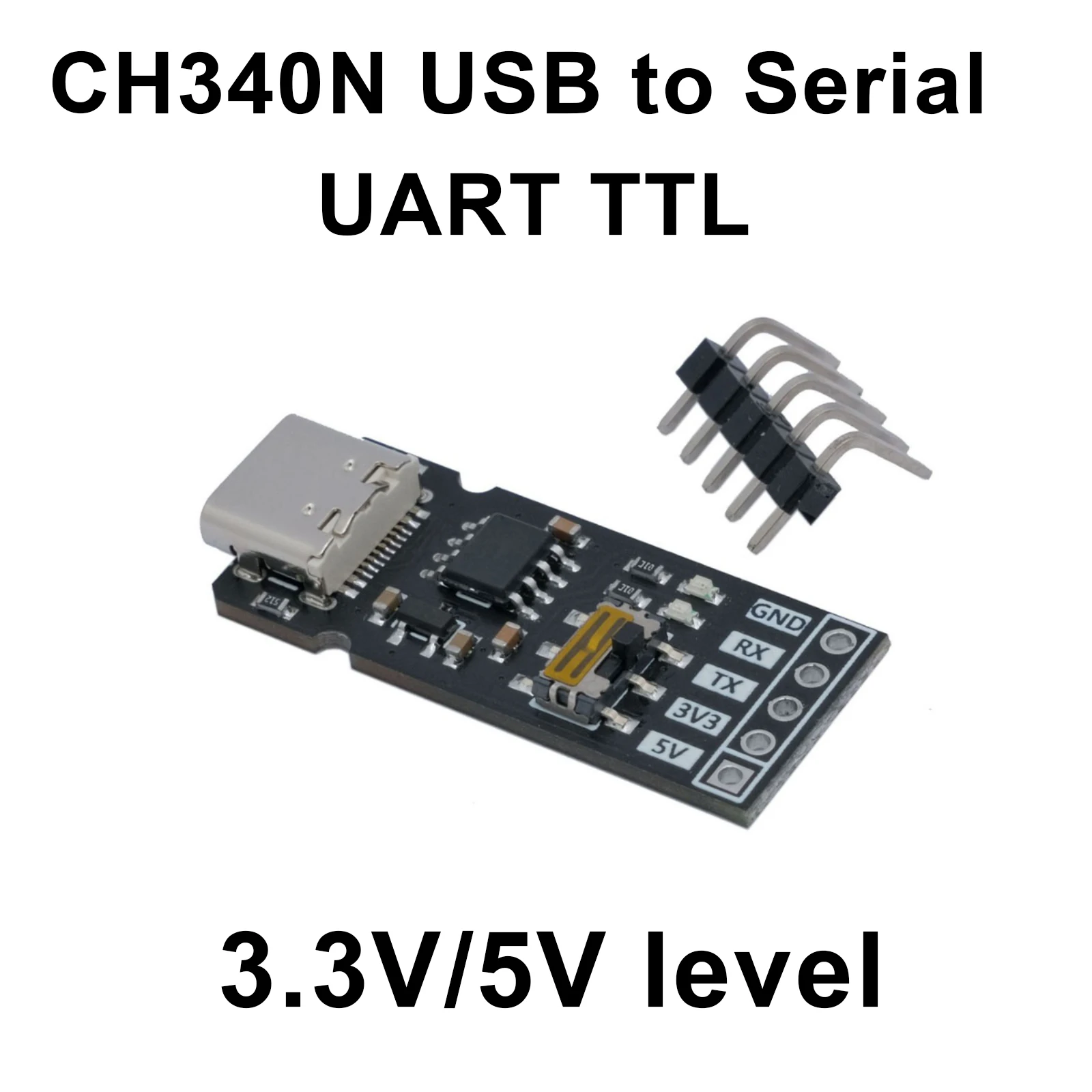 

CH340N TYPE-C USB-серийный модуль USB-UART TTL 3,3 В/5 В преобразователь уровня RX/TX инструменты для отладки