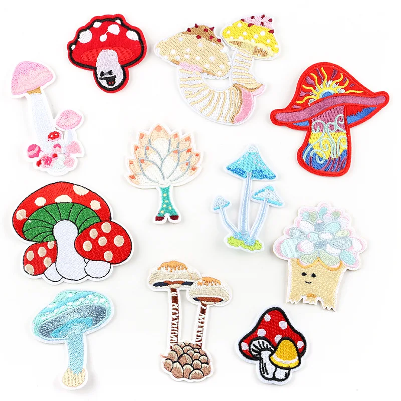 

11Pcs Cartoon Mushroom Series Iron on Embroidered Patches For on Clothes Hat Jeans Sticker Sew DIY Patch Applique Badge