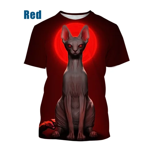 Модная повседневная футболка с 3D принтом кошек и сфинкса, модный топ с коротким рукавом для мужчин и женщин