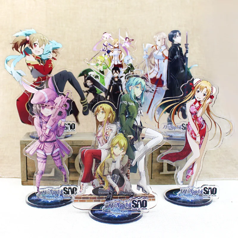 

16CM Anime Sword Art Online SAO Cosplay Figure Stand Sign Kirito Asuna Yui Acrylic Stand Model Plate Holder