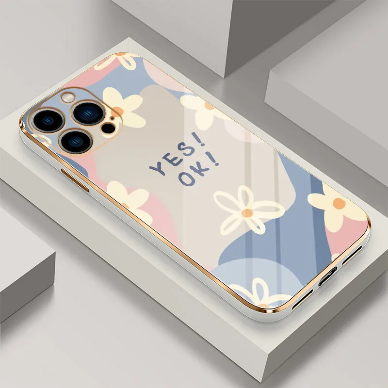 

NOHON Case For APPLE IPHONE 13 12 11 PRO MAX MINI XS XR 8 PLUS SE 2020 7 6S Graffiti decoration Electroplated back cover