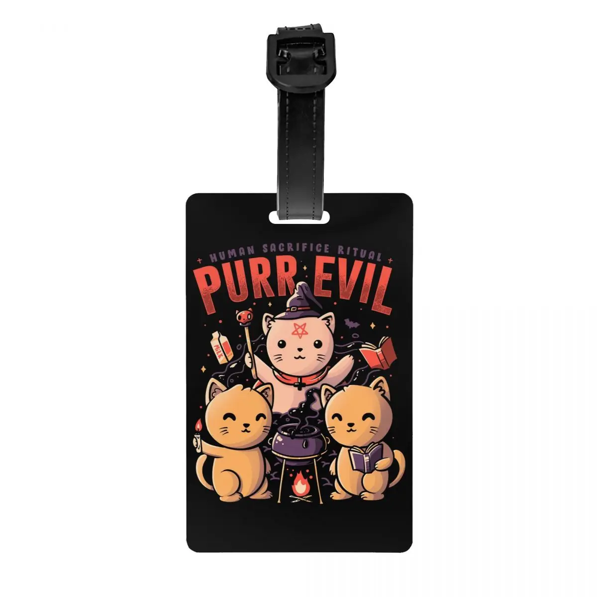 

Пользовательский пурпурный волшебный кошка багажная бирка с именной картой сатаническая Готическая ведьма Личная Обложка идентификационная бирка для дорожной сумки чемодан