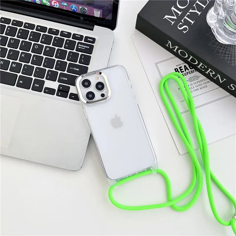 

for iPhone 14 Pro Max Case Luxury Necklace Lanyard Crossbody Shoulder Cord Sling Clear Phone Cover for iPhone 13 Pro 11 12 Capa