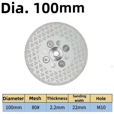 1PC M10 Diamante Rodujeira Vista de serra de lâmina disco para apontador porcelana ladrilho granito de mármore diâmetro 80 ângulo de 100 mm Grin
