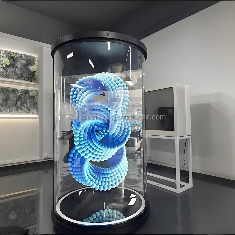 Фото 75-дюймовый интерактивный 3D прозрачный цилиндрический AI-трубка голографический проекционный экран с голографической технологией №1