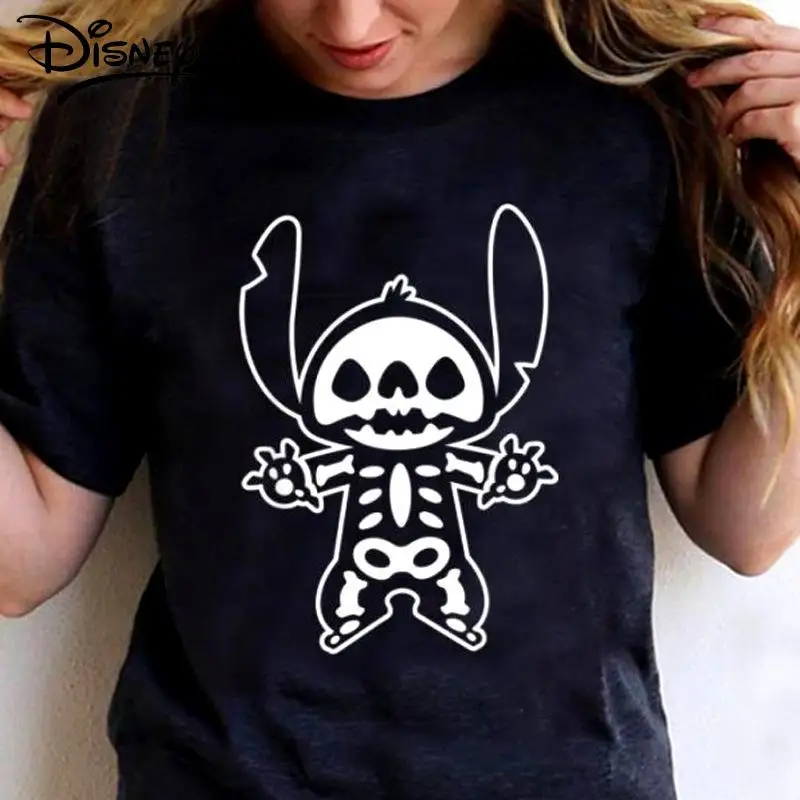 

Kawaii летняя новинка футболка Диснея Стич аниме мультфильм милый подарок для пары модные повседневные универсальные Свободные корейские Топы пуловер