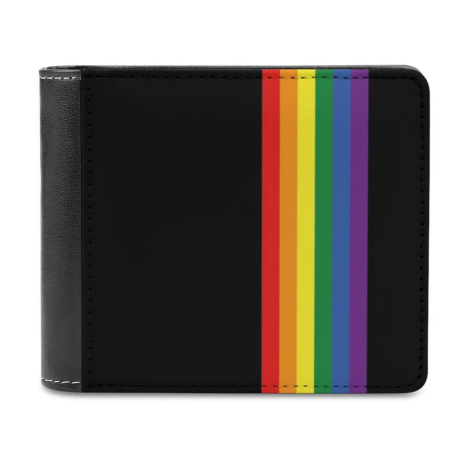 

Rainbow On Black New Men Wallets Pu Leather Men Purse High Quality Male Wallet Rainbow Lgbt Gay Lesbian Uplifting Lauren C