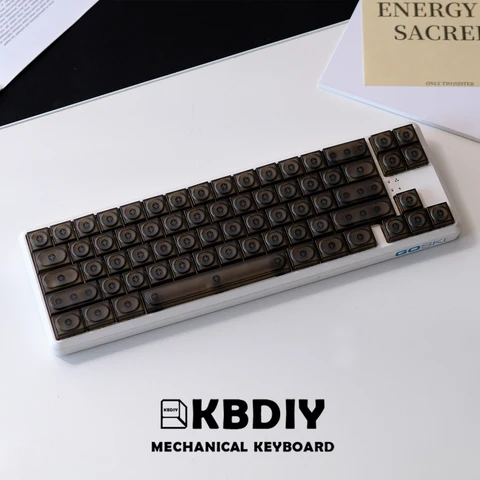 KBDiy Черные прозрачные клавиши PBT для механических клавиатур 115 шт