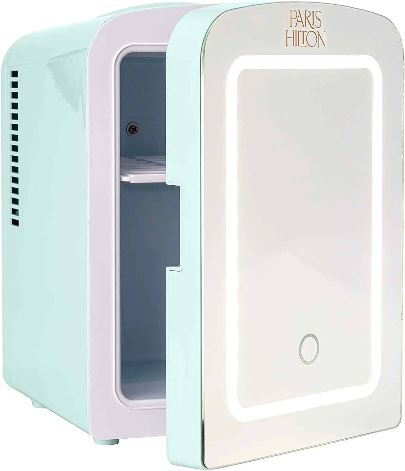 Free Shipping Mini Refrigerator and Personal Beauty Fridge Mirrored Door with Dimmable LED Light Thermoelectric Cooling and Warm