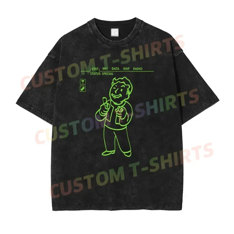 Лето 2025 года винтажная хлопковая футболка Charisma + 10 лет черная свободная Fallouts