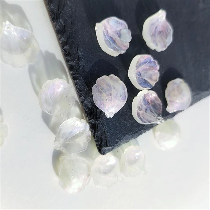 10Pcs/lot New Creative Acetic Acid Flower Beads Petals Charm Connectors Diy Hairpin Jewelry Making Resin Acessories Material