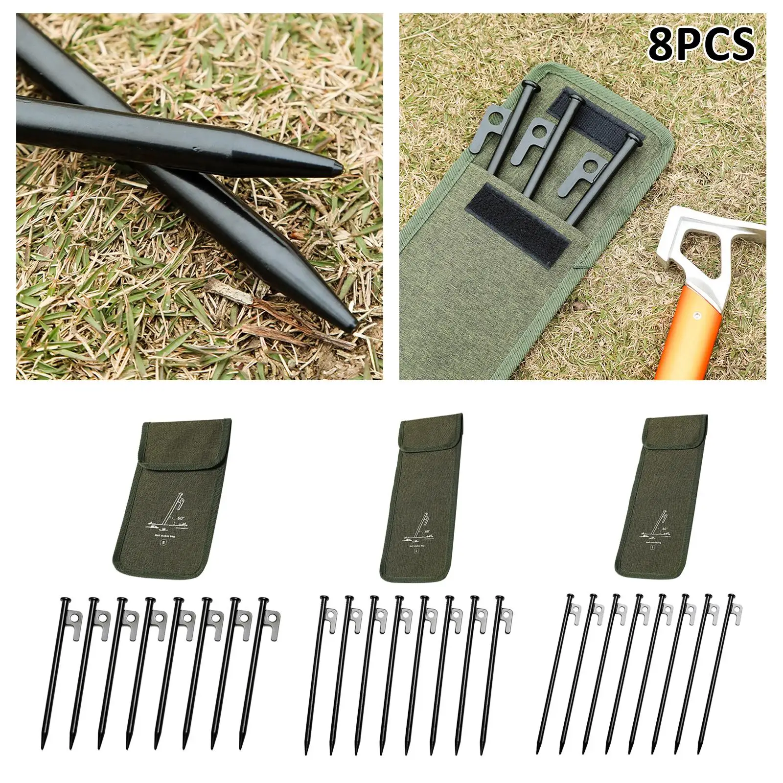 8 шт. колья для палатки с шипами кемпинга якоря прочная сталь сумкой хранения