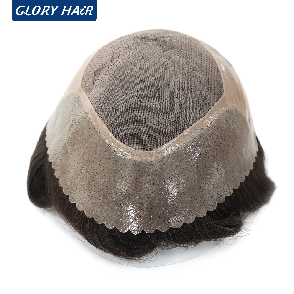 Фото Мужской парик Gloryhair Bond-Stable: моно- и полиуретановая основа, плотность 130%, система замещения волос для мужчин, прочный, не подверженный выпадению волос. №3