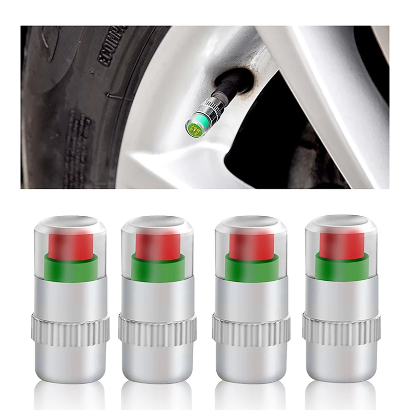 

2/4PCS Car Tire Pressure Gauge Indicator External Valve Detection Universal Type Alert Monitoring Valve Cap Sensor