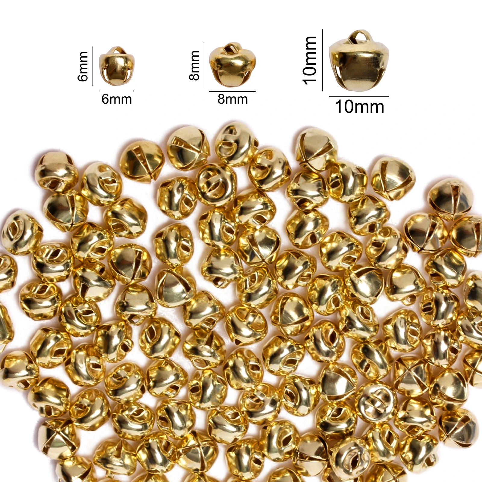 

100/50 шт./пакет 6/8/10 мм серебро золото рождественские колокольчики маленький колокольчик DIY ремесло для изготовления ювелирных изделий украшения