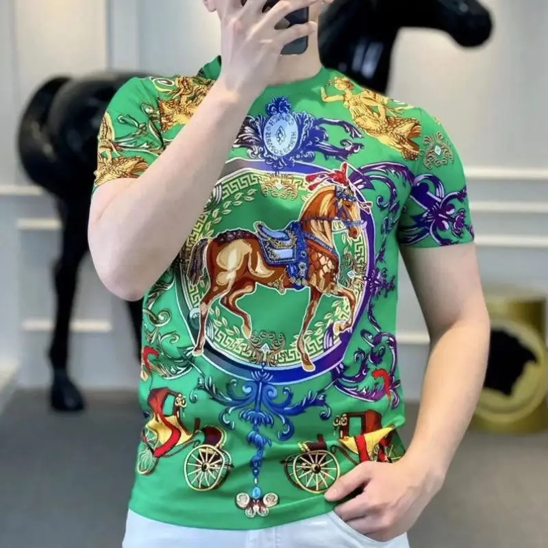 Футболка мужская с круглым вырезом и коротким рукавом модная брендовая