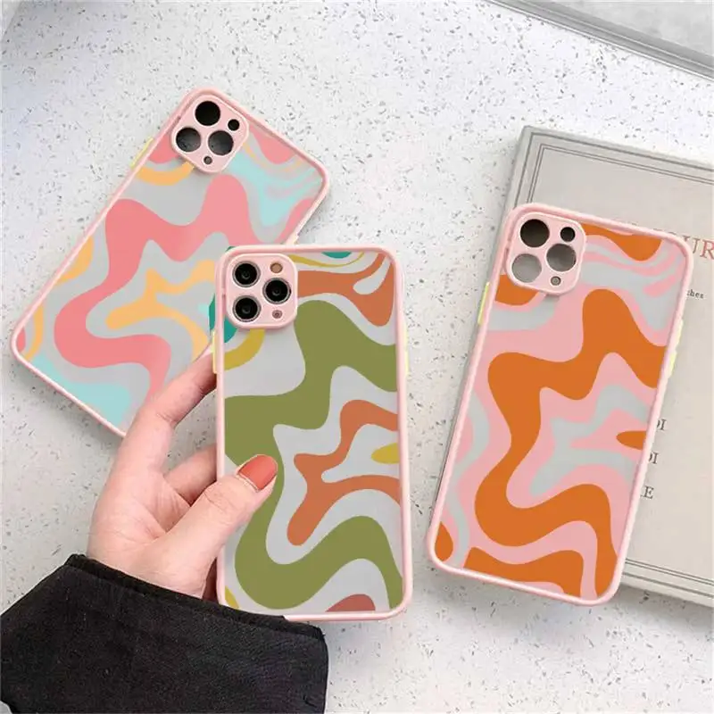 

Modern Liquid Swirl Abstract Pattern Retro Phone Case matte transparent For iphone 11 12 13 7 8 plus mini x xs xr pro max cover