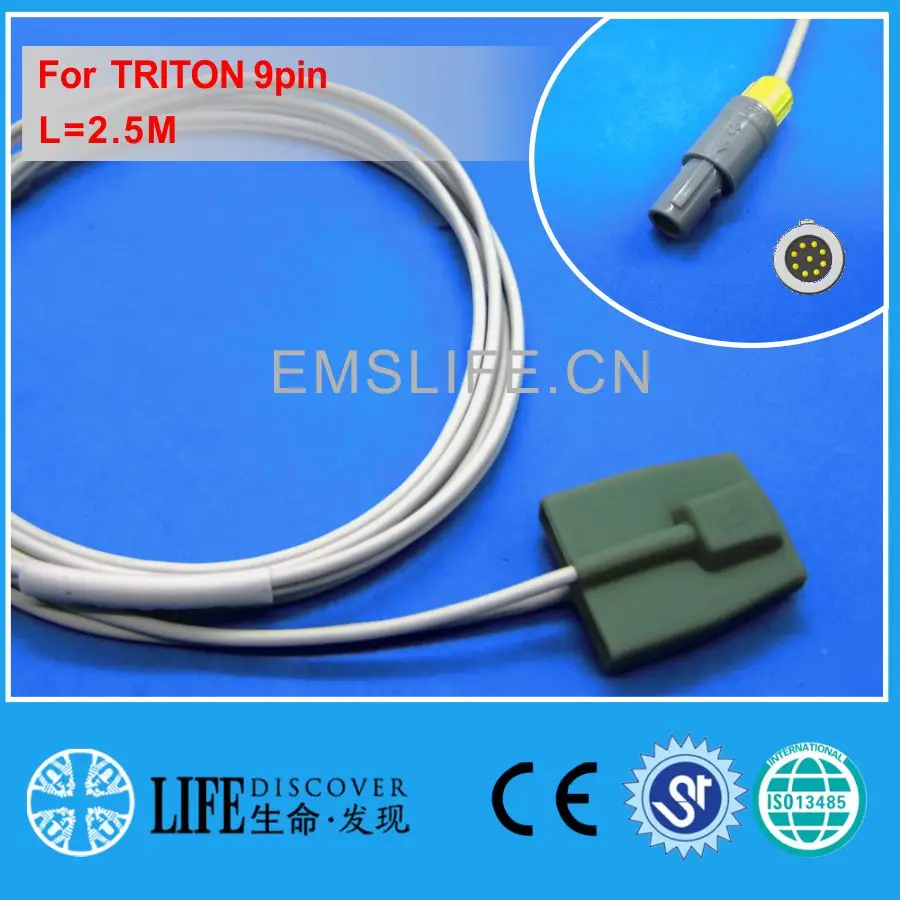 Многоразовый мягкий Датчик spo2 на палец для мониторинга пациента TRITON 9pin