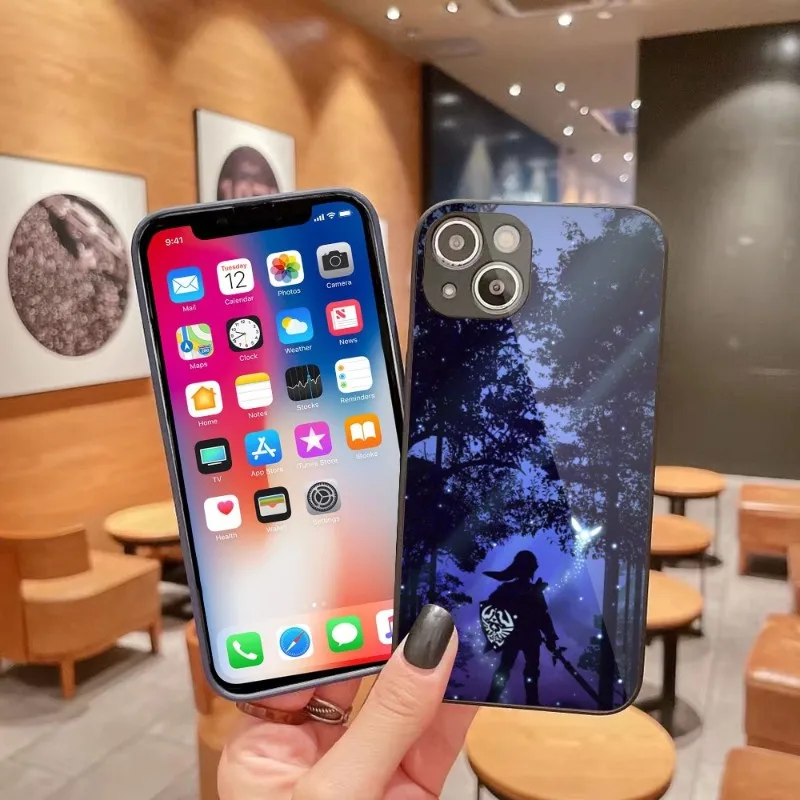 

Чехол для телефона из жидкого стекла для iPhone 14 13 12 11 Pro Max X XR XS 8 7 Plus