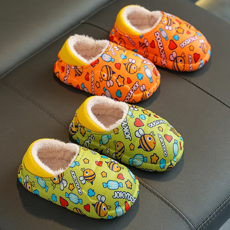 Зимняя детская сумка для малышей и хлопковые тапочки домашние непромокаемые