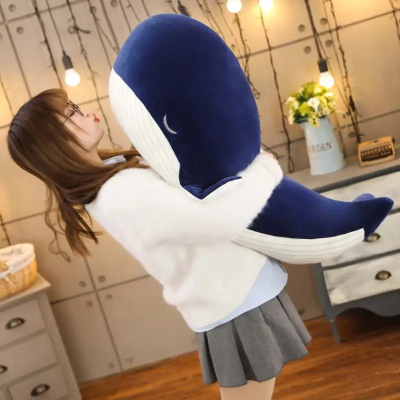 Large Blue Whale Stuffed Animal Giant Hugging Soft Pillow Toy Home Furnishings Sofa Car Cushion Children Birthday Gift