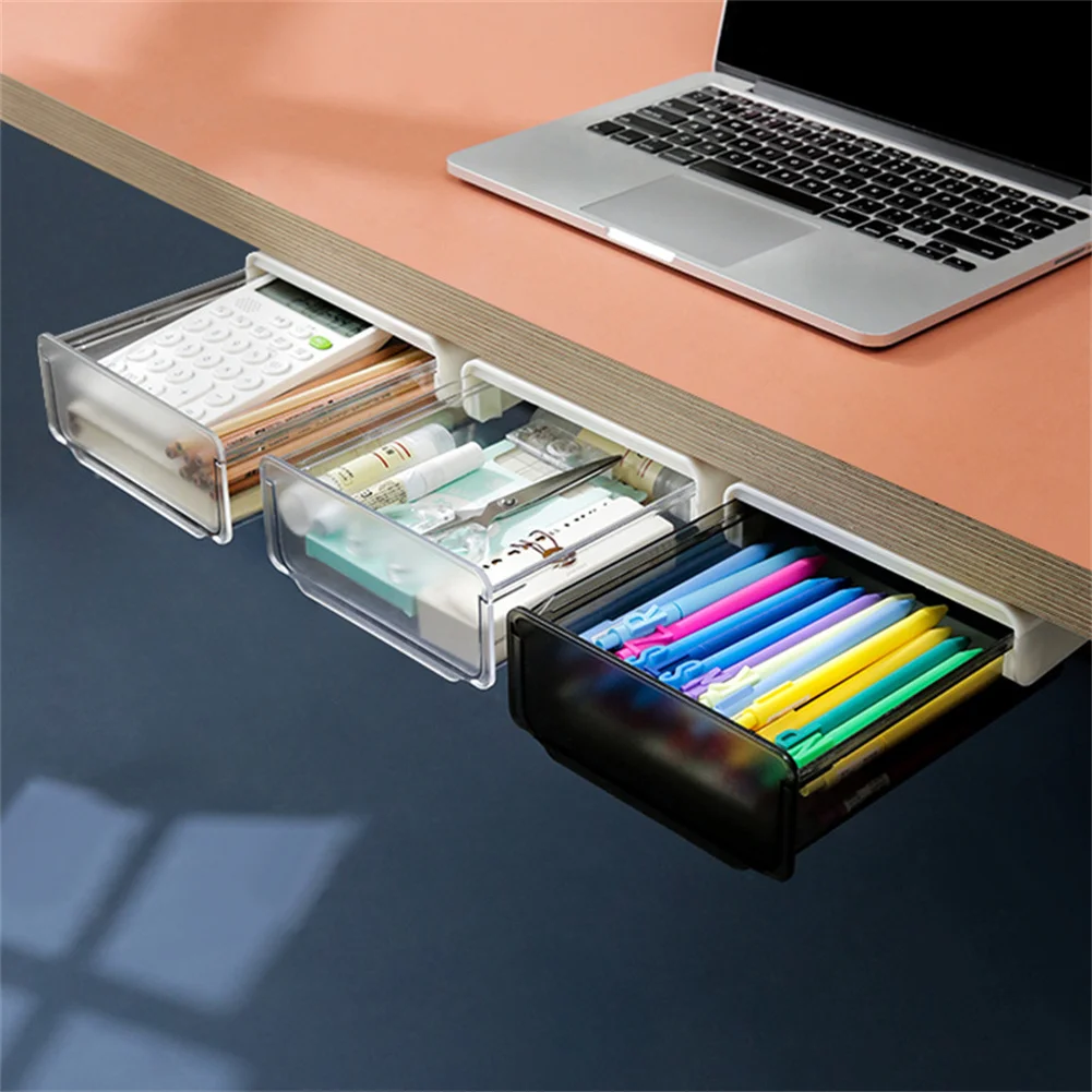 

Undertable Storage Drawers Self Adhesive Hide Organizer Office Stationery Organizer Desk Stationery Case Save Space Container