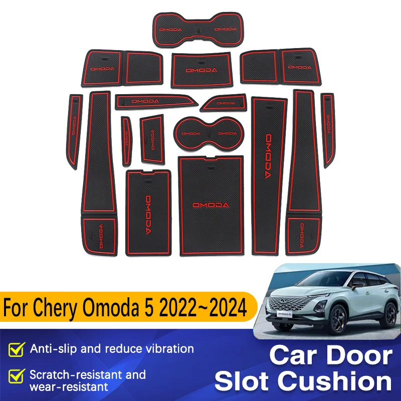

Car Door Groove Mats For Chery Omoda 5 C5 Fownix FX 2022 2023 2024 Mat Gate Slot Cup Anti-Slip Door Groove Pad Car Accessories