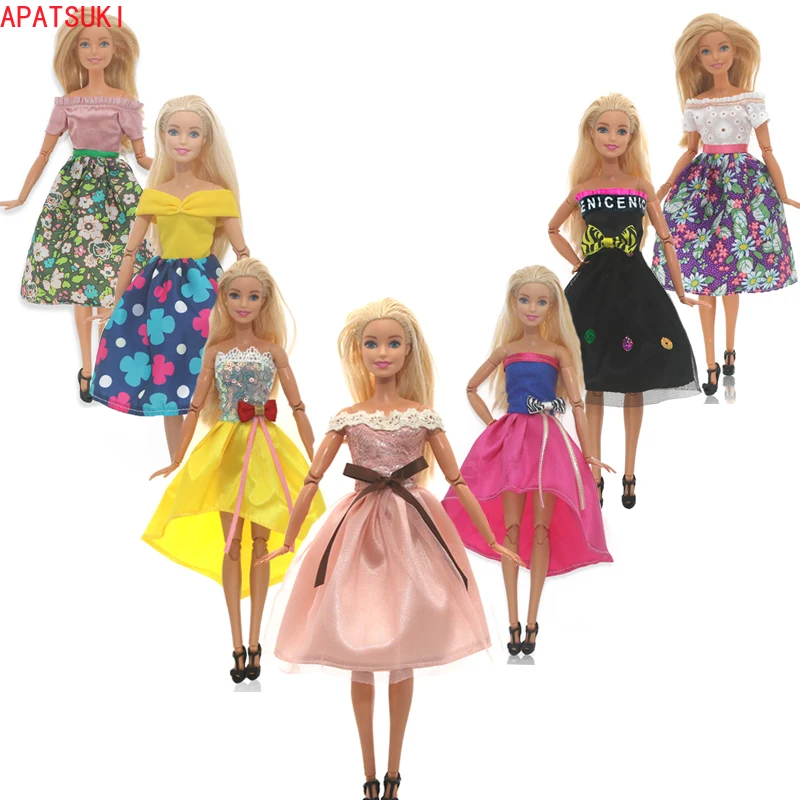 

7pcs/lot Fashion Doll Dress For Barbie Outfits For Barbie Doll Clothes Princess Gown 1/6 Dollhouse Accessories Children Toys