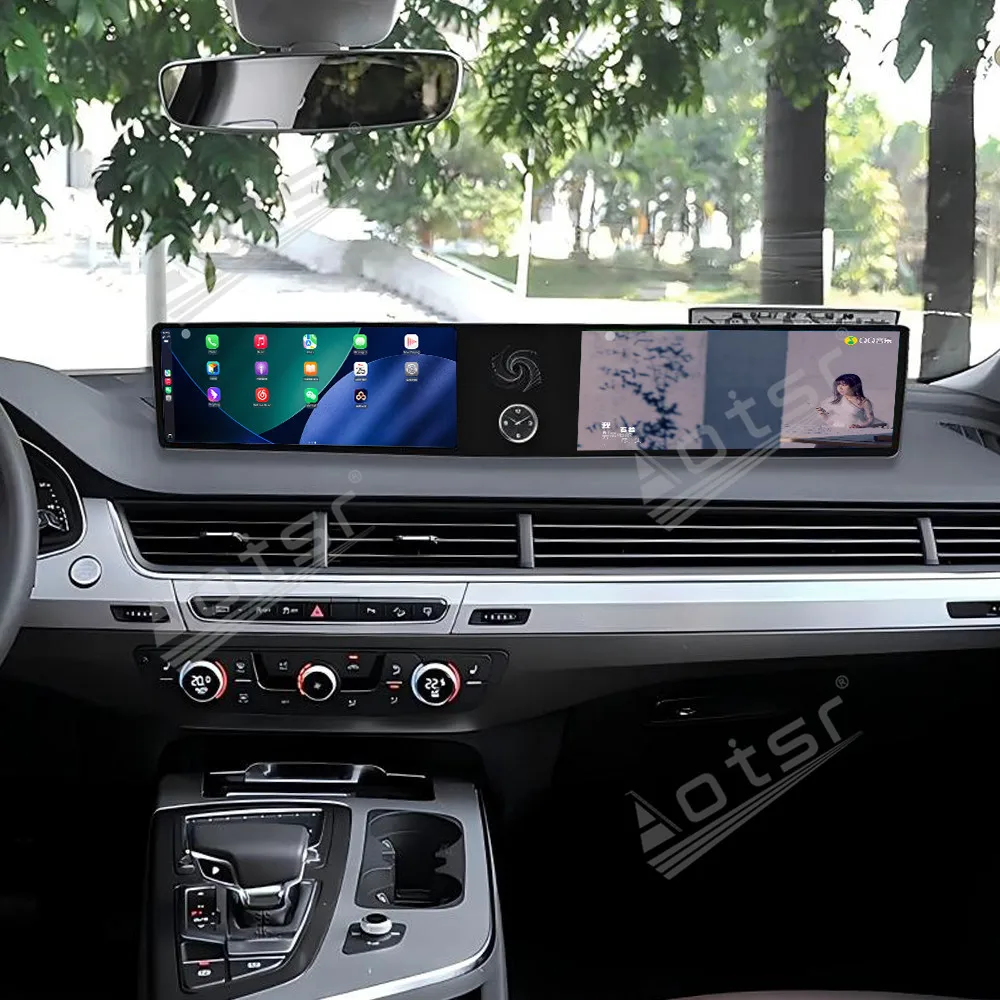 Фото Новый большой 24,6-дюймовый Android Auto для Audi Q7 2016-2020, обновленный автомобильный радиоприемник, стерео Carplay, GPS HD, навигационное устройство с сенсорным экраном и BT 5.0 №4