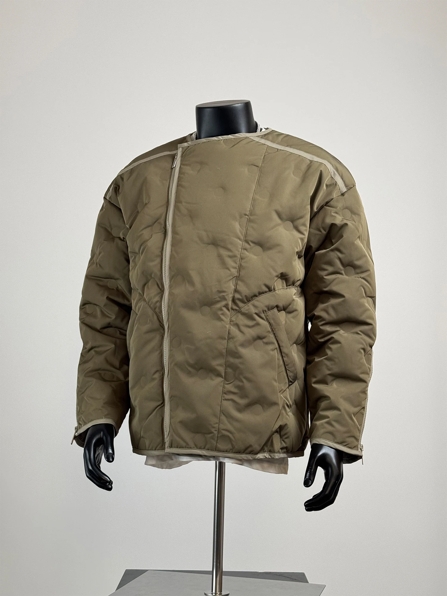 Японская мода Боковая молния с косой планкой Пуховик-карго Мужская зимняя