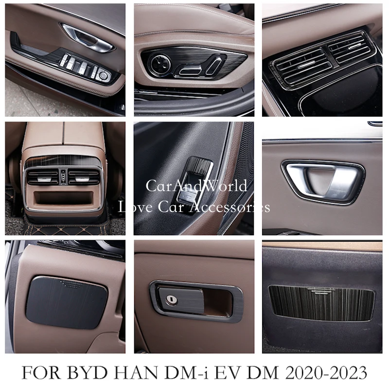 

Для BYD HAN EV DM 2020-2023 нержавеющая сталь, черная матовая внутренняя дверная ручка, крышка рамы чаши, отделка, аксессуары для украшения автомобиля
