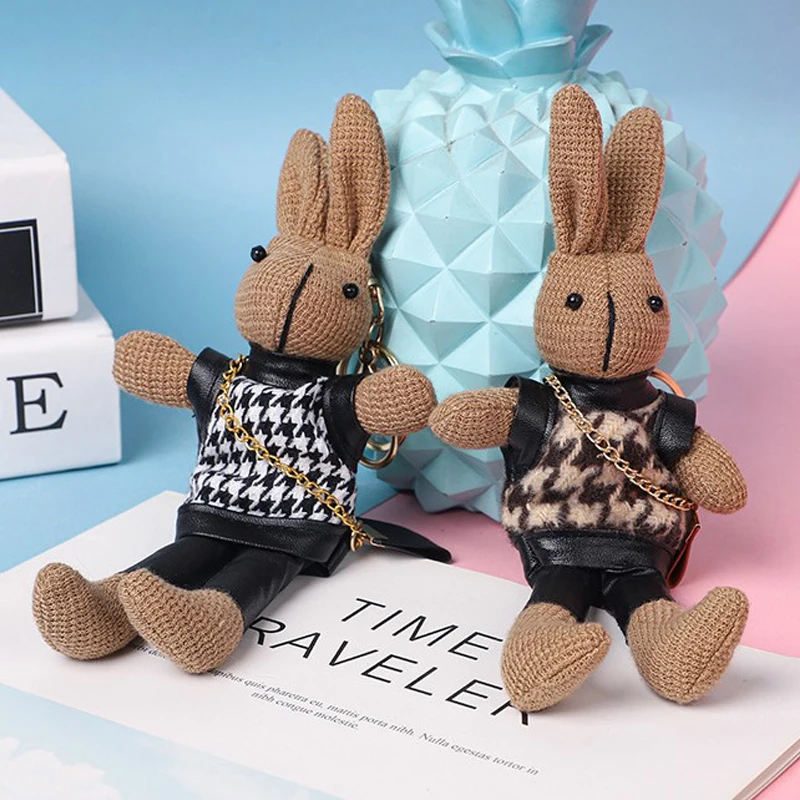 Новый милый кролик, подвеска в виде плюшевой сумки для женщин, креативная плюшевая игрушка, брелок для ключей от машины, подарок женщине, девушке, подруге, ювелирное изделие