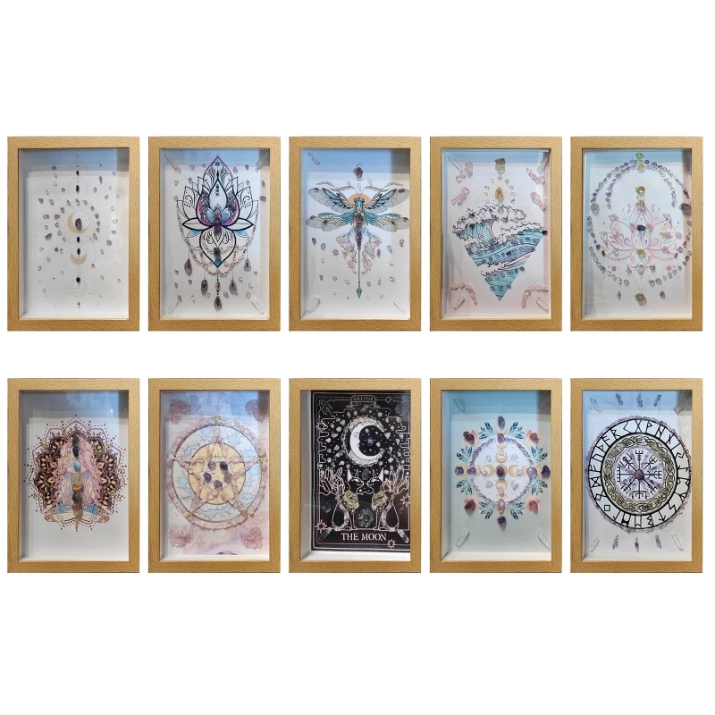 

Crystal with Picture Frame Star Moon Art Paintings Decor for Home Bedroom LIving Room Wall Decoration